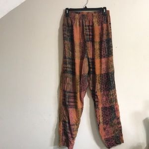 Flowy multicolored printed hippy pants